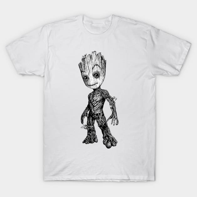 Baby Groot Guardians of the Galaxy Character T-Shirt by Broken Line Design